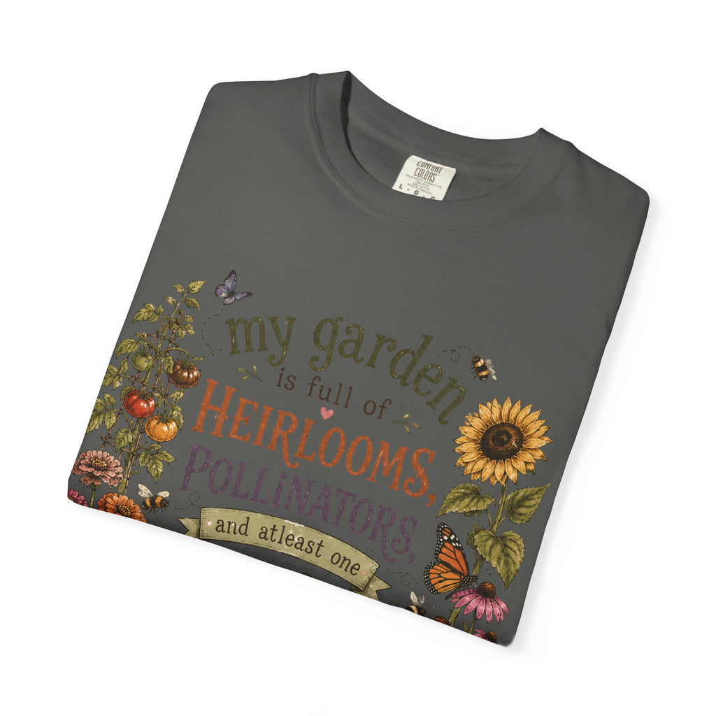Garden Lover T-Shirt — “My garden is full of heirlooms, pollinators...feral child” Vintage Botanical Tee