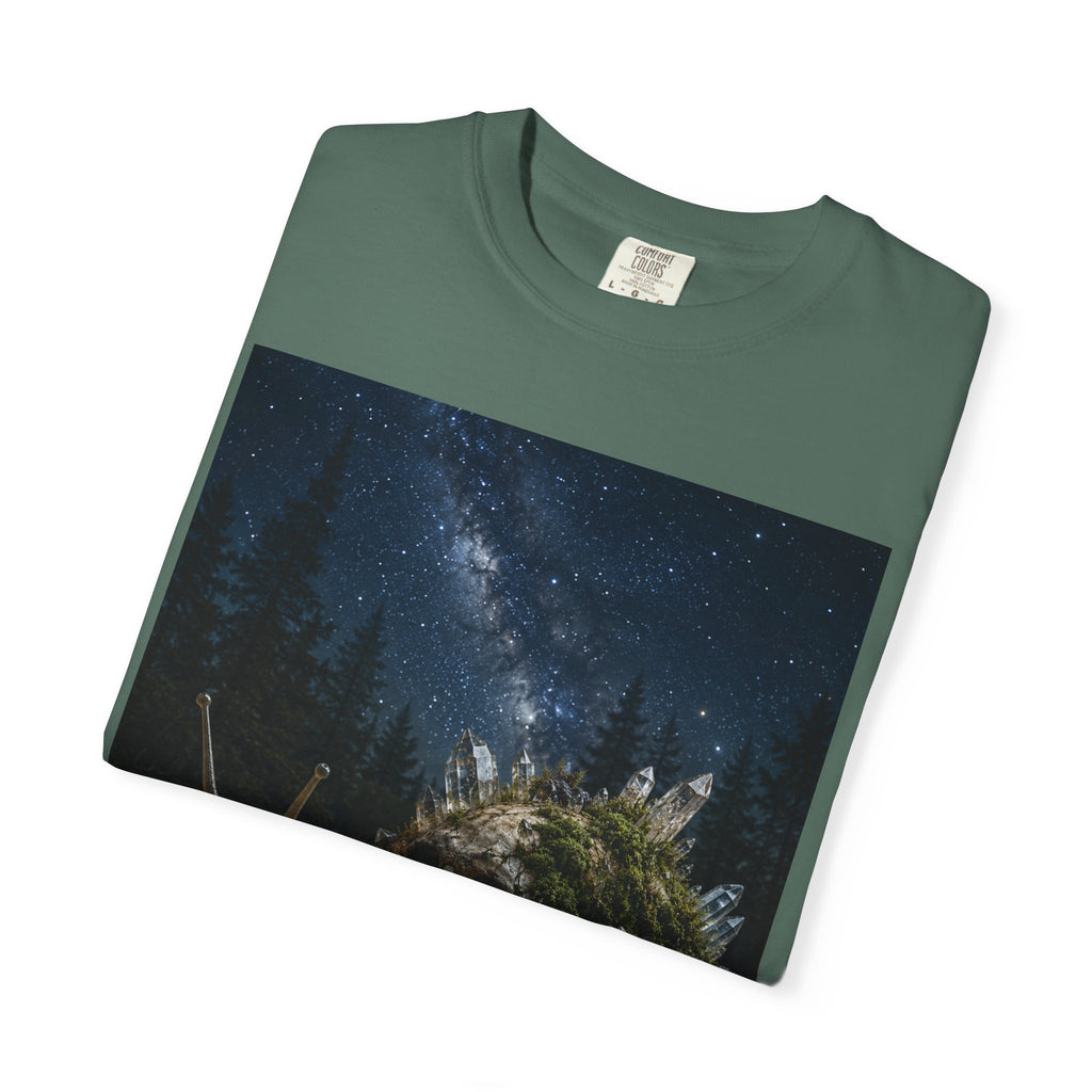 Snail World T‑Shirt — Night Sky Forest Snail Graphic Tee