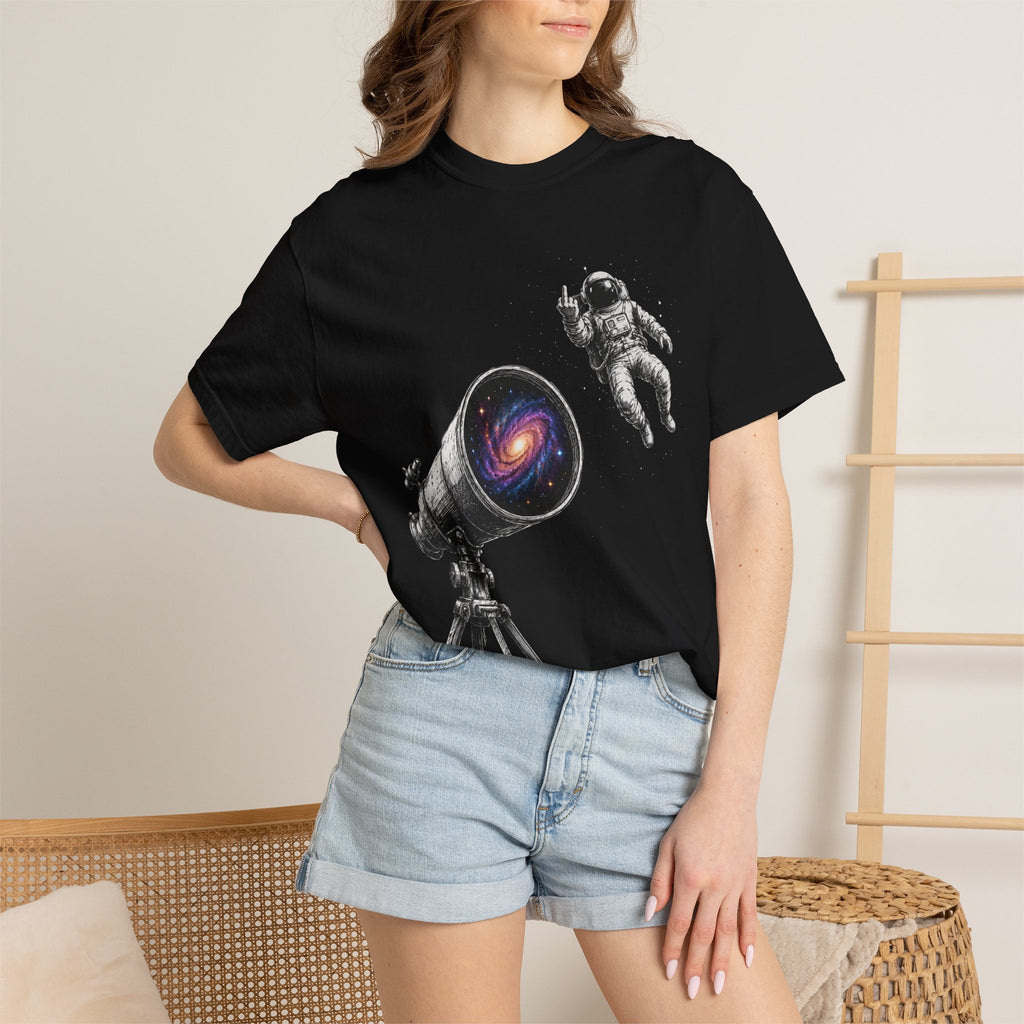Astronaut Telescope T‑Shirt — Cosmic Telescope Galaxy Print