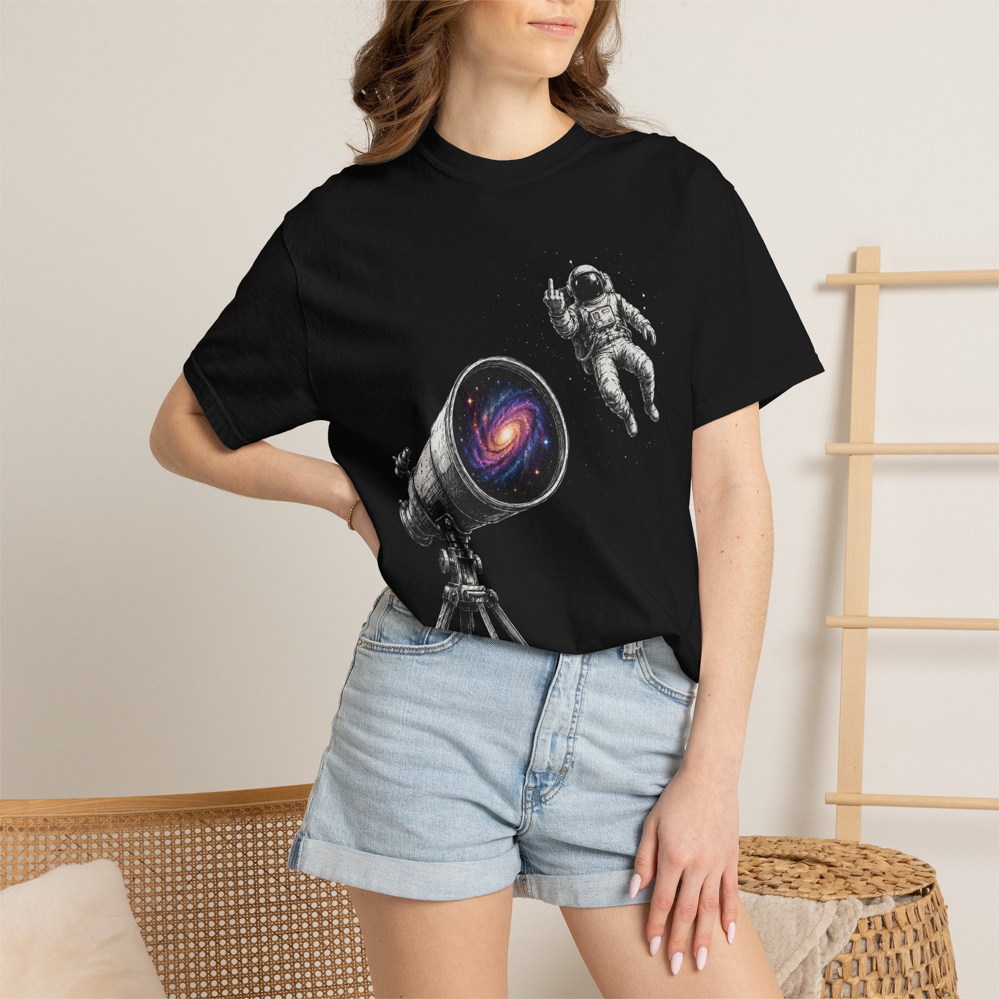 Astronaut Telescope T‑Shirt — Cosmic Telescope Galaxy Print