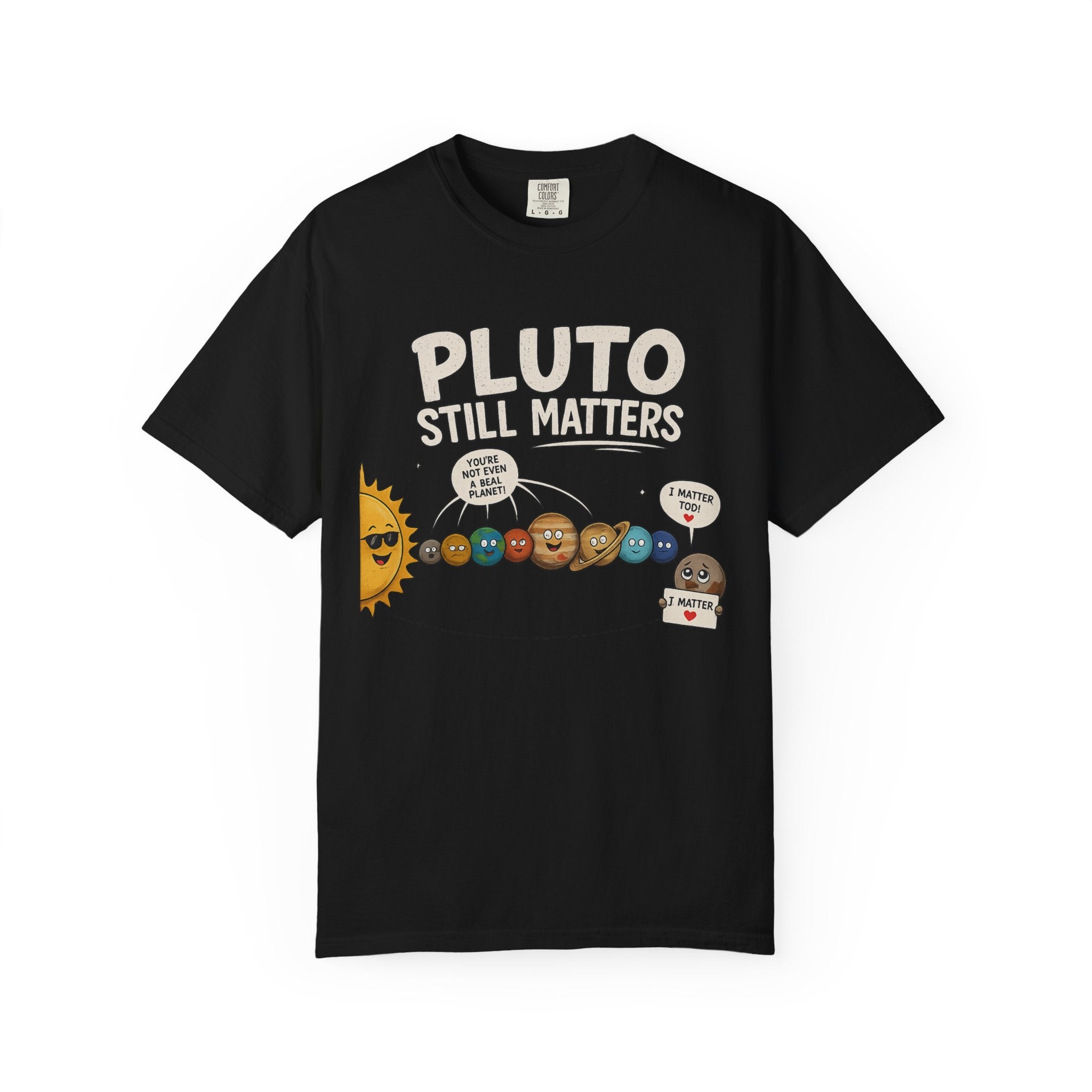 Pluto Still Matters T-Shirt – Cute Cartoon Solar System Tee for Space Lovers