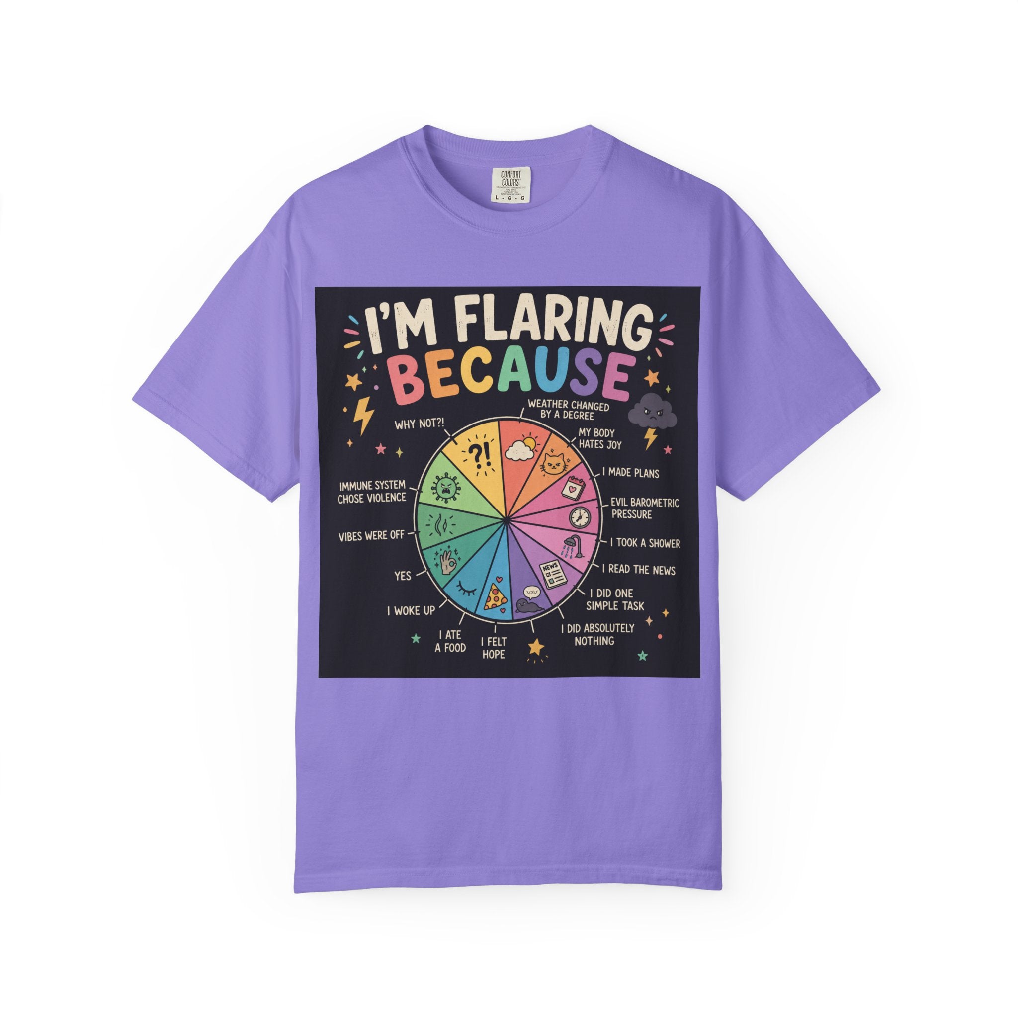 Flair Wheel Graphic T-Shirt — "I'm Flaring Because" Medical Humor Tee