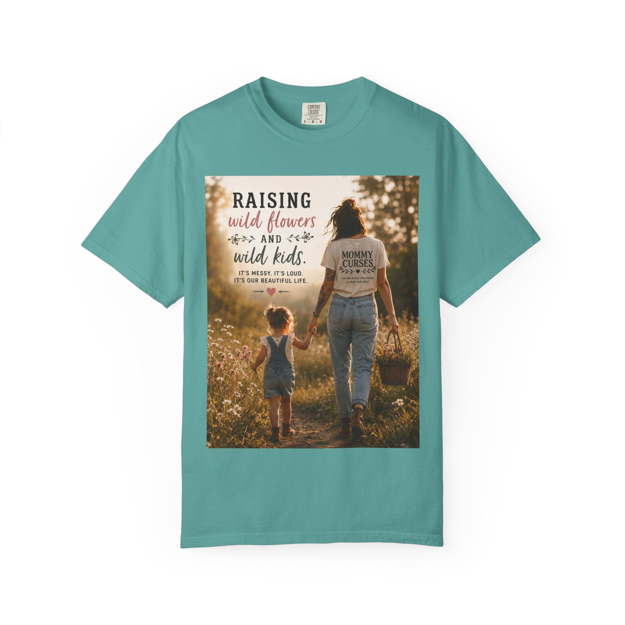 Mom & Daughter Photo T-Shirt — "Raising Wild Flowers and Wild Kids" Vintage Nature Tee