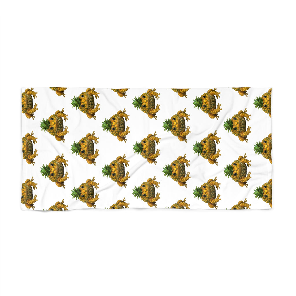 Beach Towel - Tropical Pineapple Frog Pattern (Summer Beach, Pool & Vacation Towel)