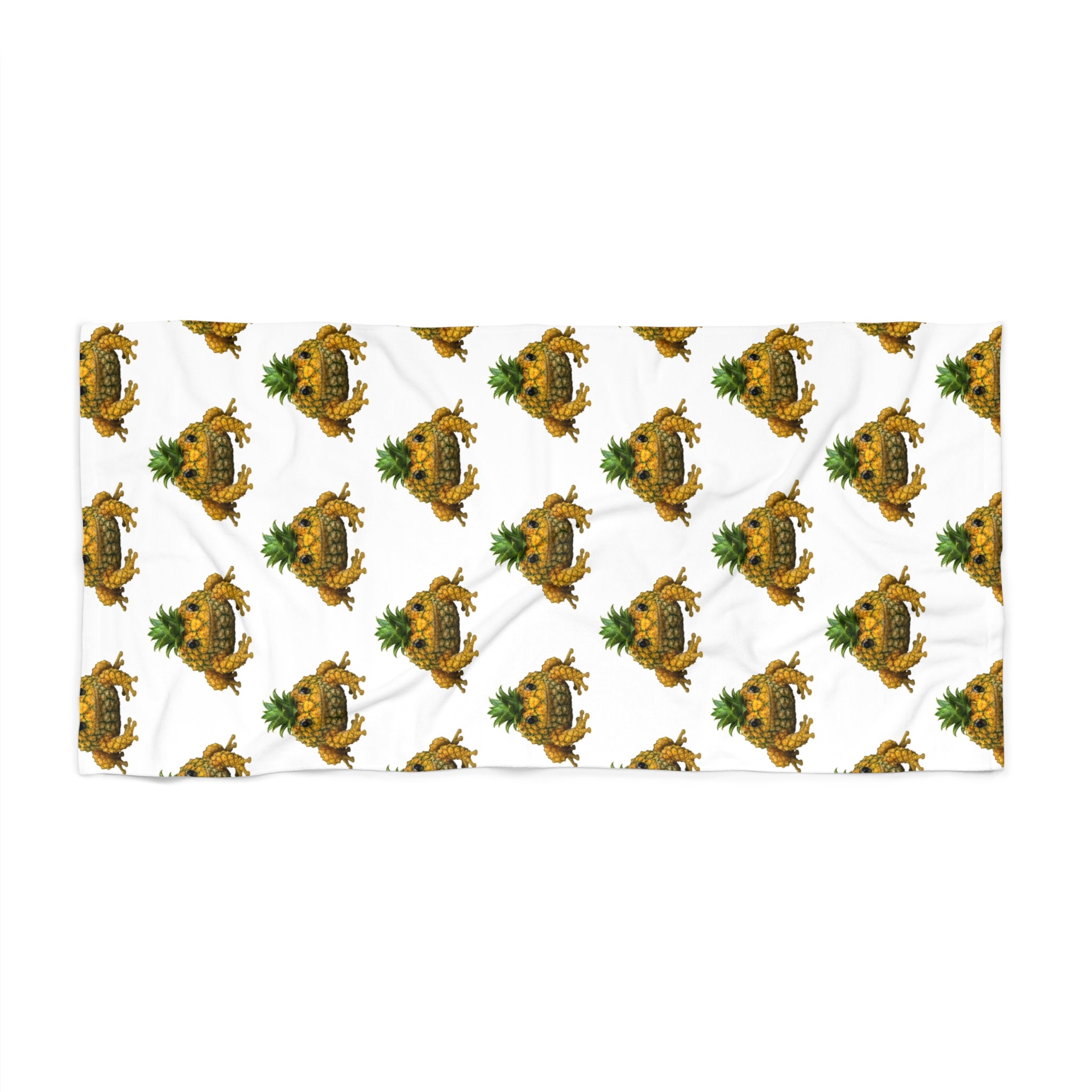 Beach Towel - Tropical Pineapple Frog Pattern (Summer Beach, Pool & Vacation Towel)