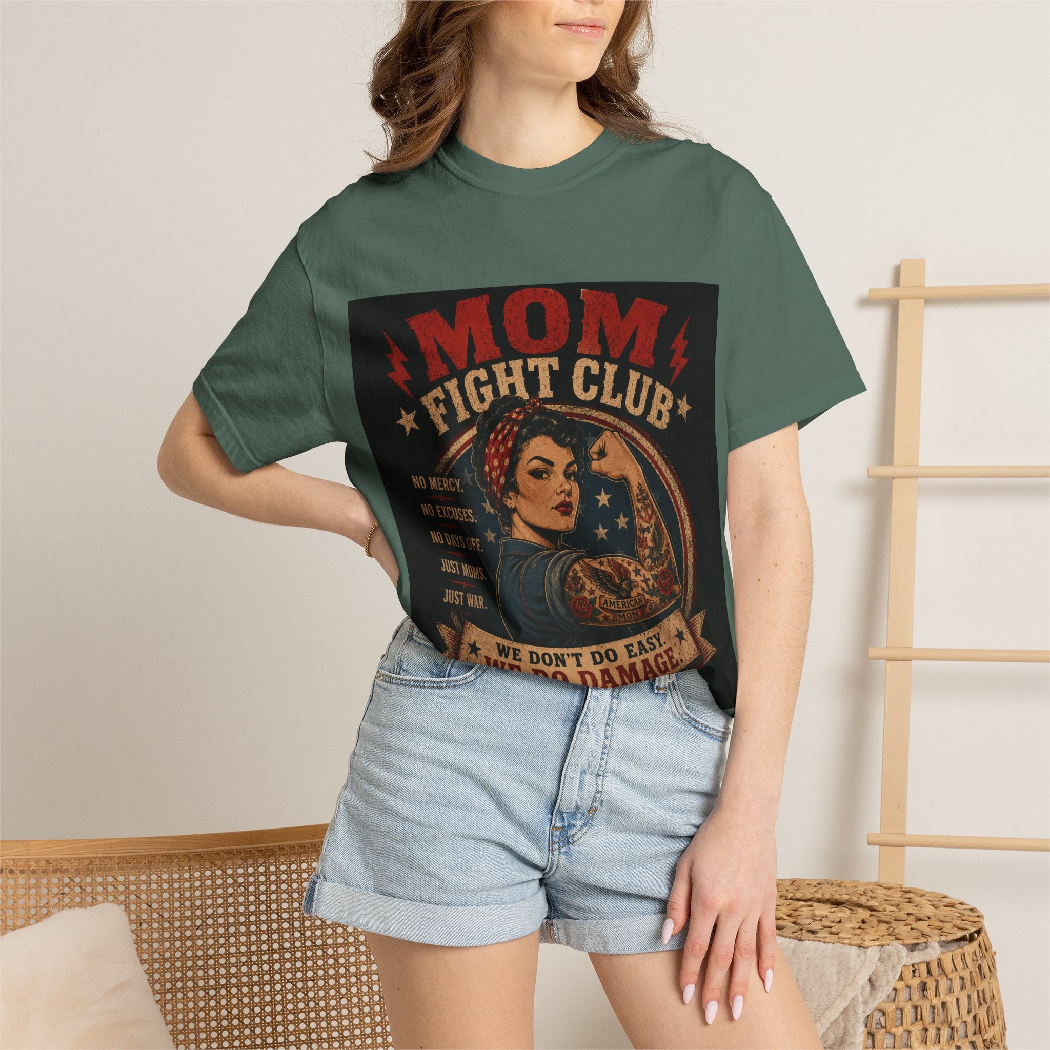 Mom Fight Club T-Shirt — We Don’t Do Easy, We Do Damage Vintage Boxing Tee