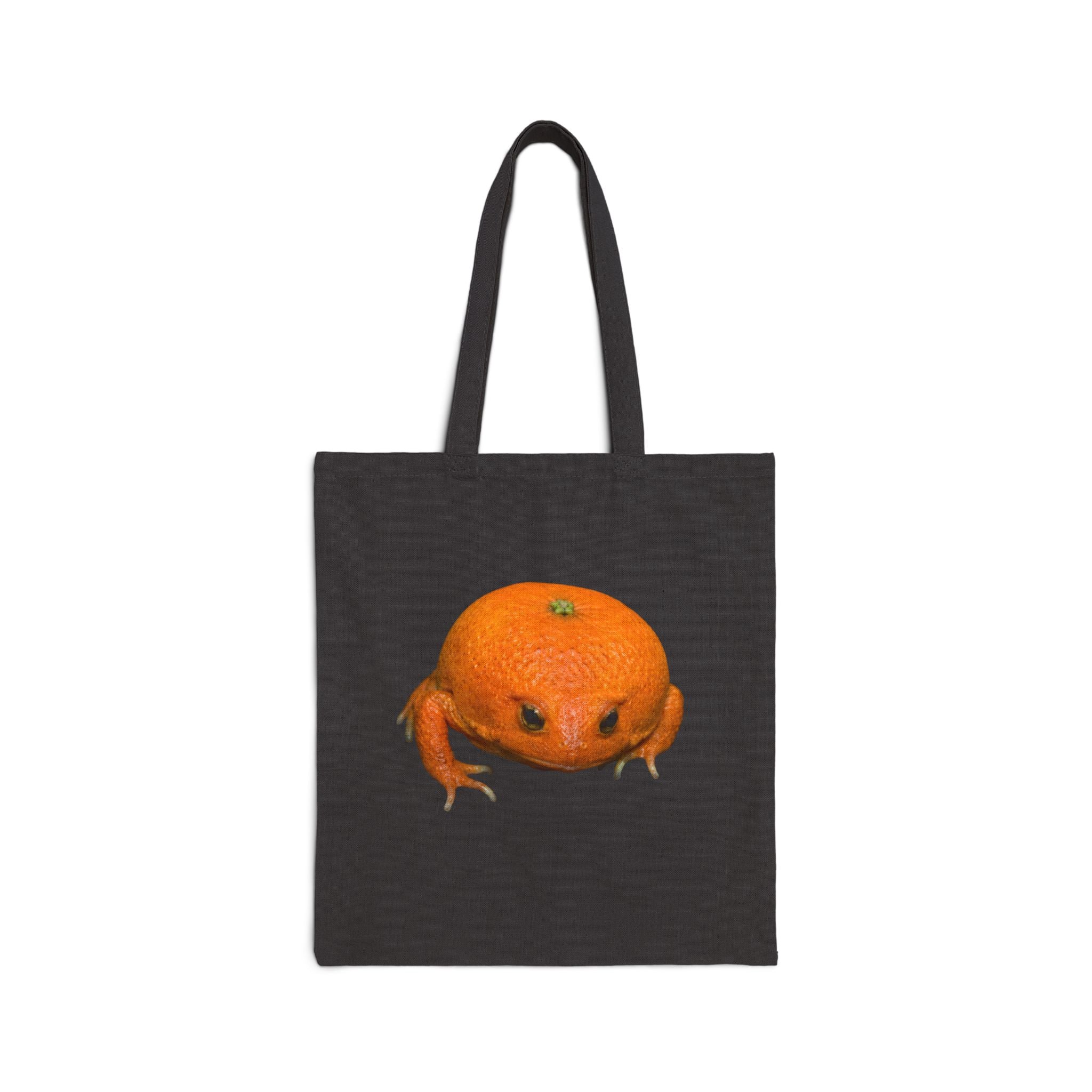 Orange Frog Illustration Tote Bag — Quirky Citrus Amphibian Canvas Tote