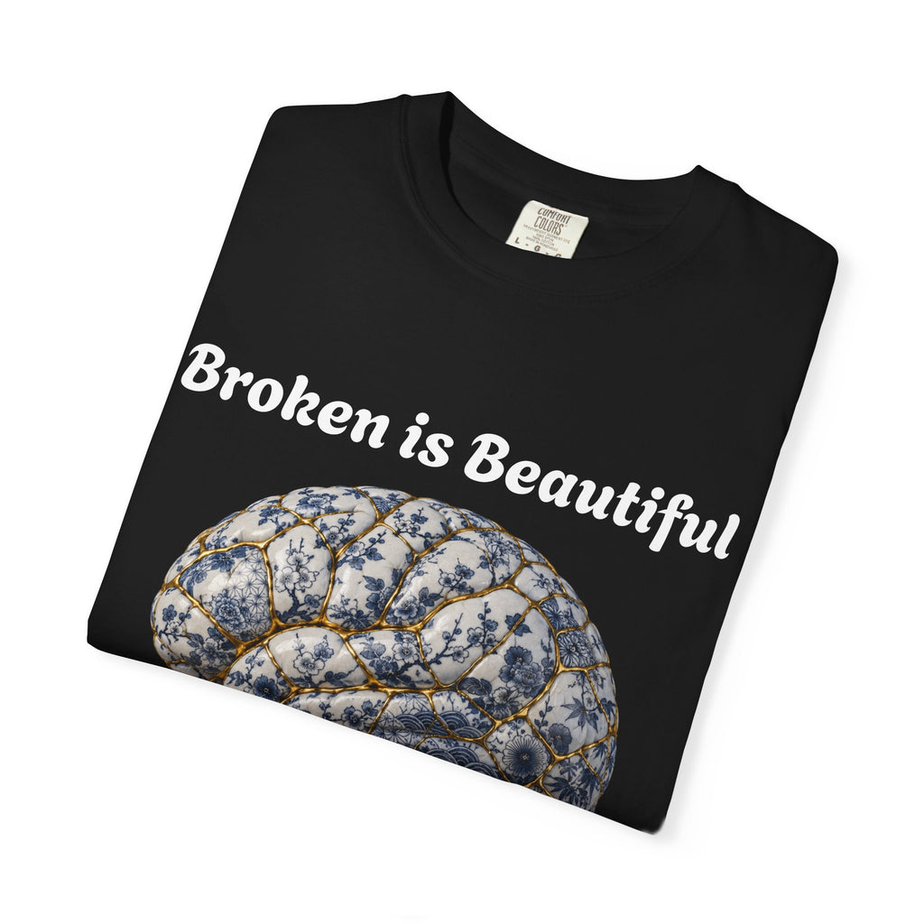 Kintsugi Brain T-Shirt — Vintage Floral Anatomy Tee