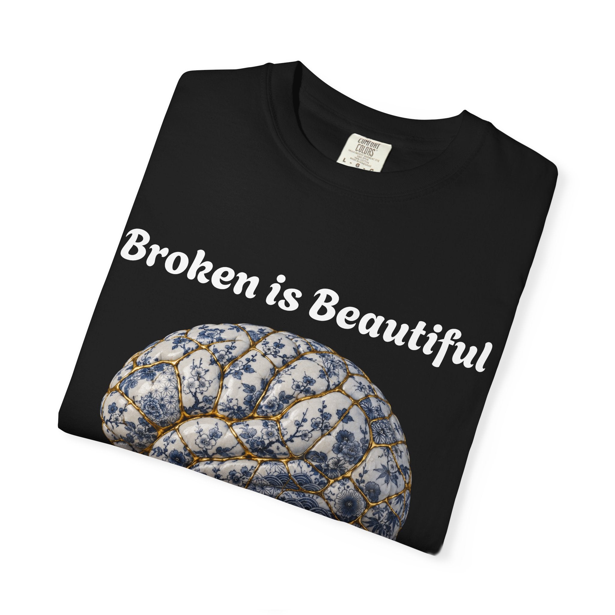 Kintsugi Brain T-Shirt — Vintage Floral Anatomy Tee