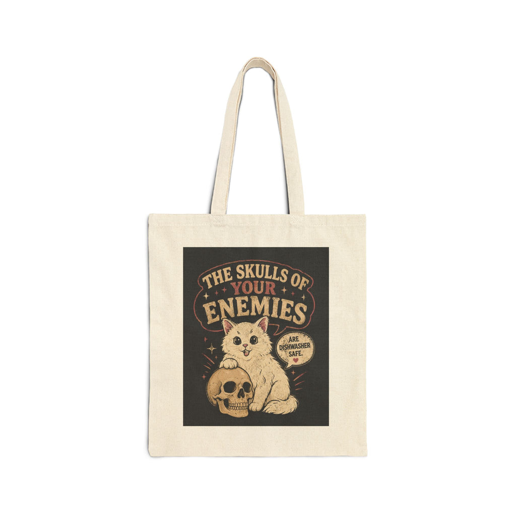 Tote Bag — "The Skulls of Your Enemies" Cute Cat Skull Graphic Cotton Tote