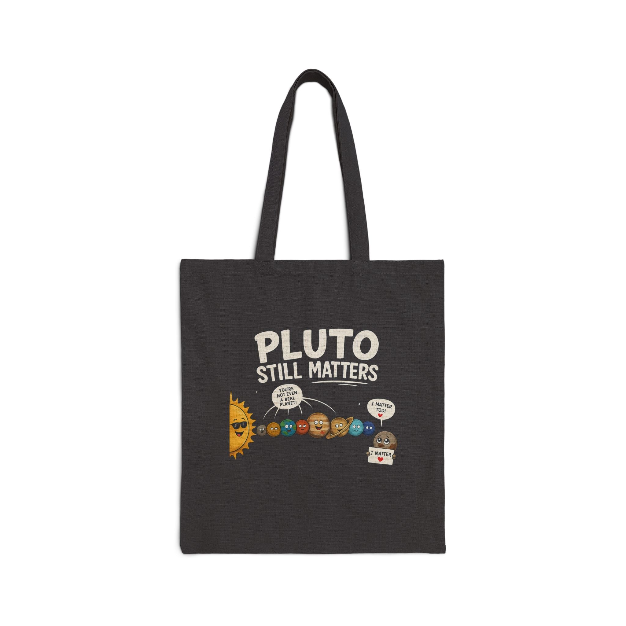 Tote Bag — "Pluto Still Matters" Retro Solar System Cotton Canvas Tote