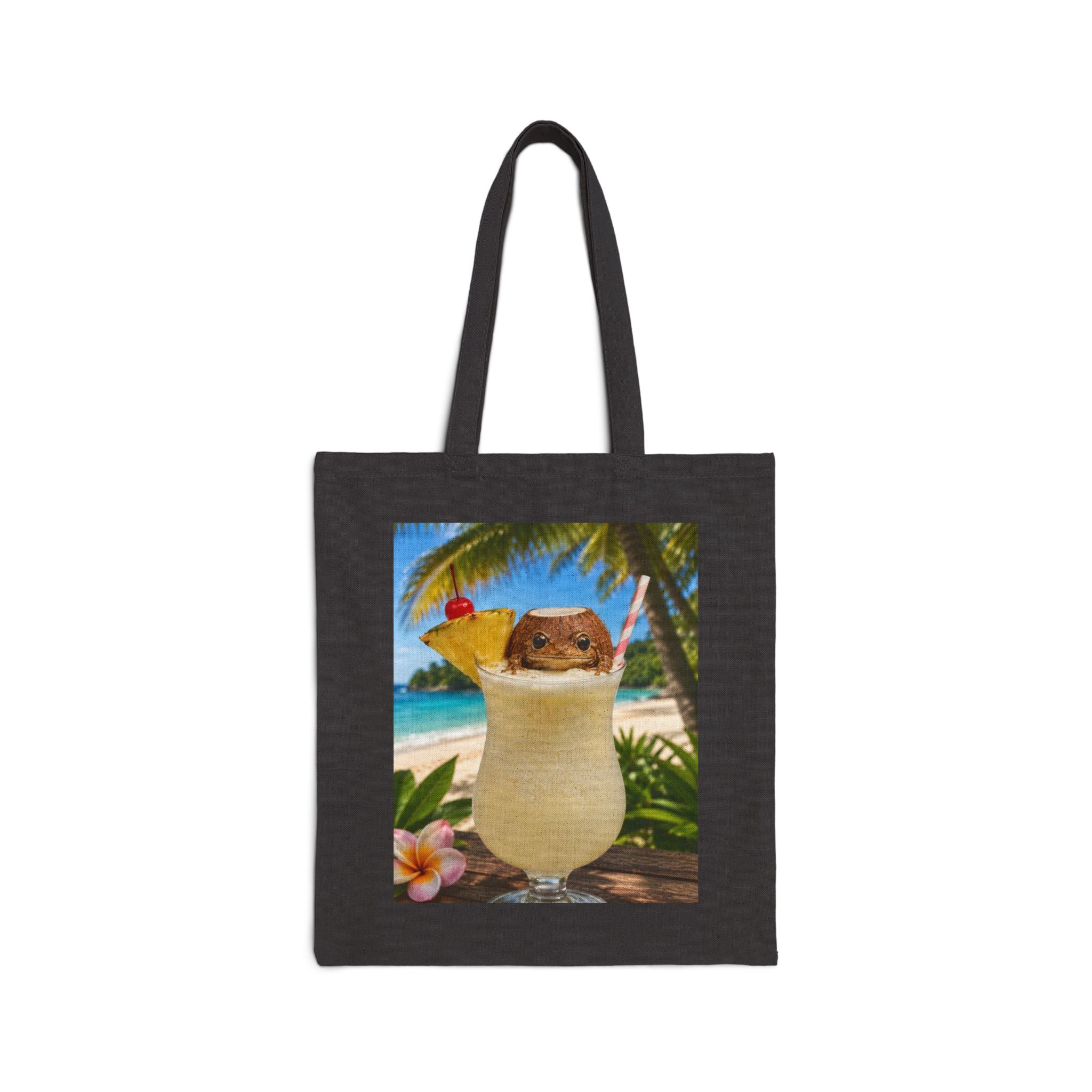 Tote Bag — Tropical Frog Piña Colada Beach Design