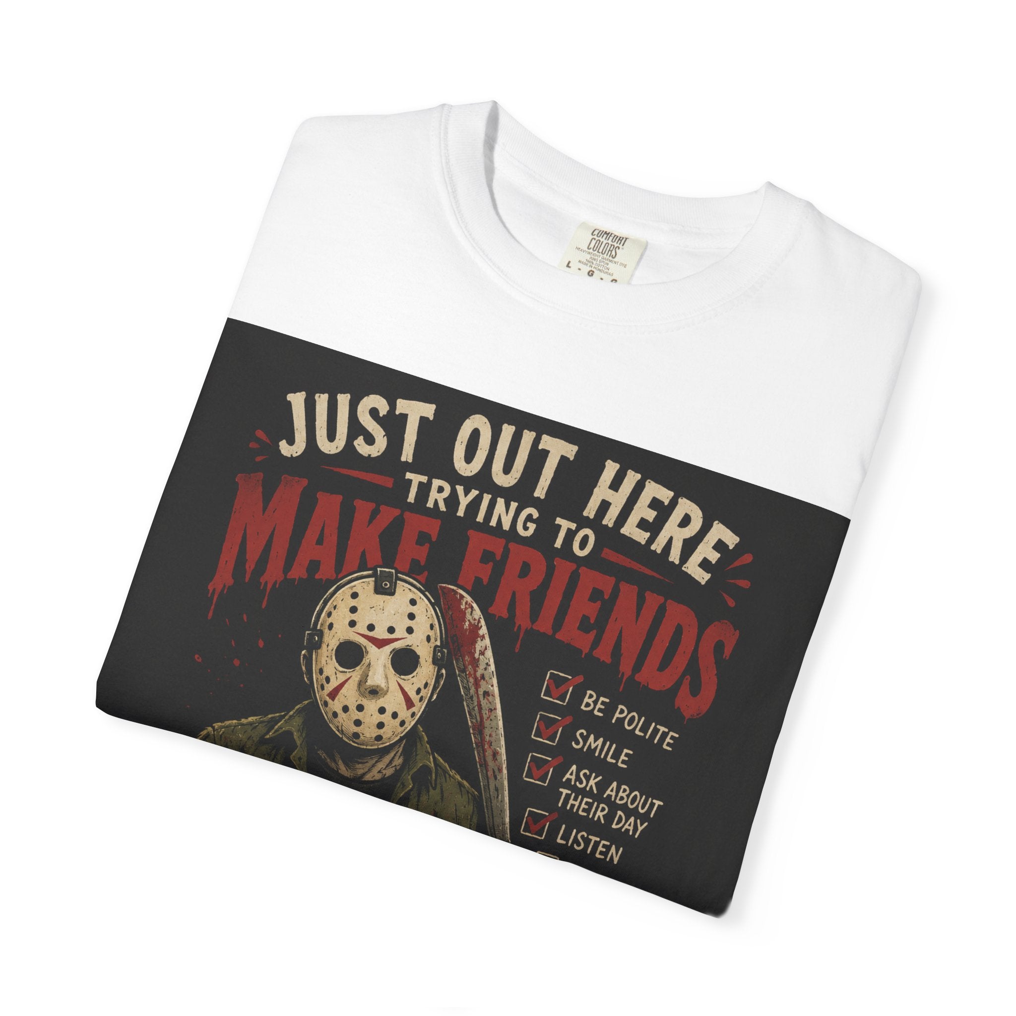 Networking Jason Horror T-Shirt — "Just Out Here Trying to Make Friends" Vintage Graphic Tee