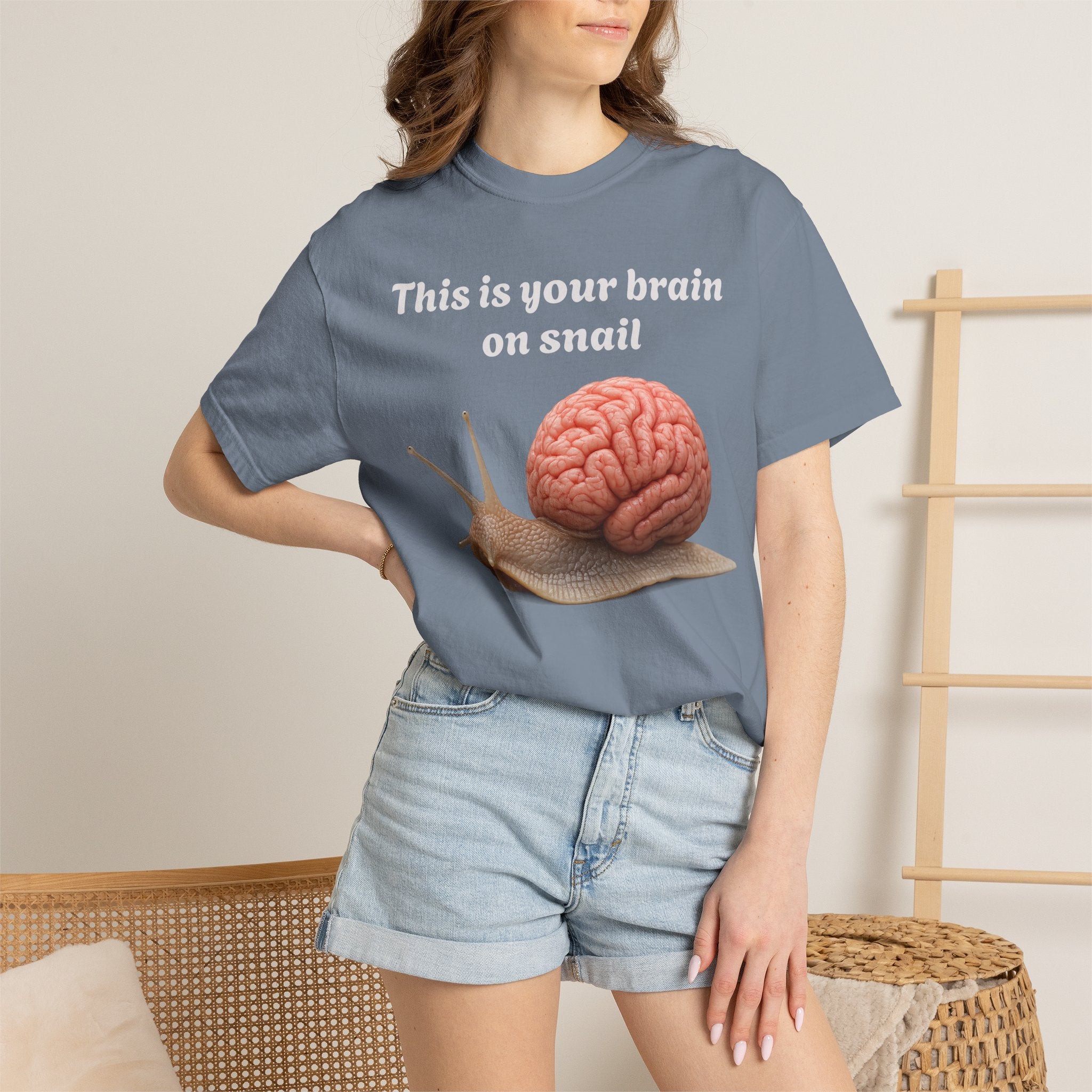 Snail Brain T-Shirt — Funny Science Graphic Tee ("This is your brain on snail")
