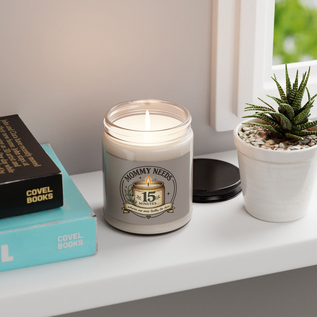 'Mom Needs 15 Minutes' Scented Soy Candle — 9oz Relaxation Candle